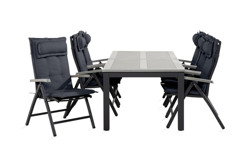 Monaco Spisegruppe 100x220-280+6 Stoler m Pute - Svart/Grå - Hagemøbler - Hagegruppe - Spisegrupper hage