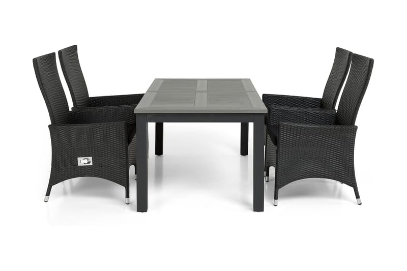 Monaco Spisegruppe 152-210+4 Jenny Regulerbare Stoler - Svart - Hagemøbler - Hagegruppe - Spisegrupper hage