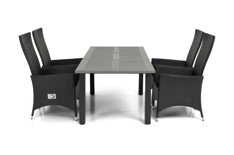 Monaco Spisegruppe 152-210+4 Jenny Regulerbare Stoler, Svart