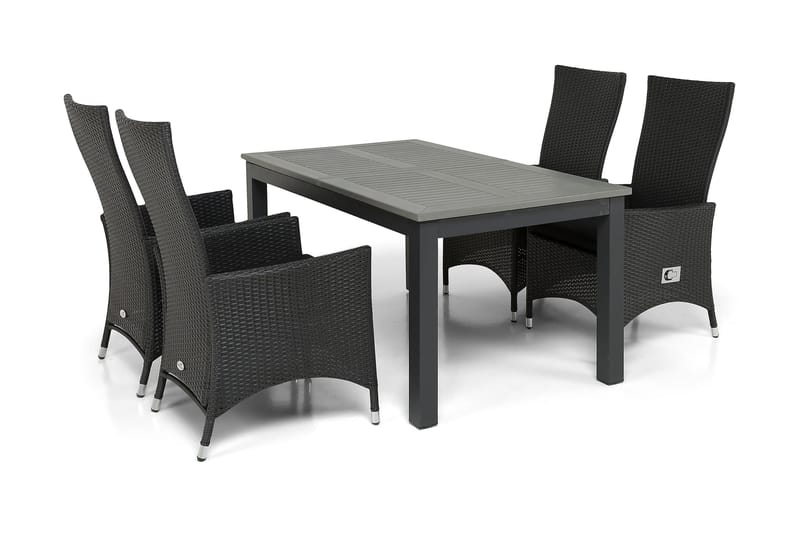 Monaco Spisegruppe 152-210+4 Jenny Regulerbare Stoler - Svart - Hagemøbler - Hagegruppe - Spisegrupper hage