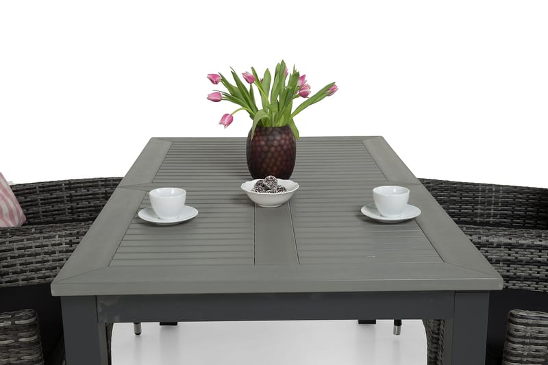 Monaco Spisegruppe 152-210+4 Jenny Regulerbare Stoler - Svart/Grå - Hagemøbler - Hagegruppe - Spisegrupper hage