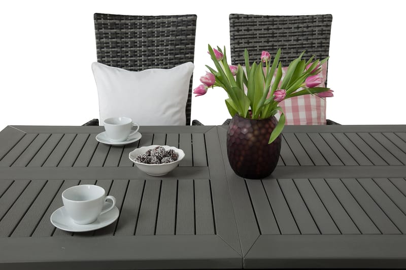 Monaco Spisegruppe 152-210+4 Jenny Regulerbare Stoler - Svart/Grå - Hagemøbler - Hagegruppe - Spisegrupper hage