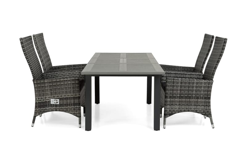 Monaco Spisegruppe 152-210+4 Jenny Regulerbare Stoler, Svart/Grå