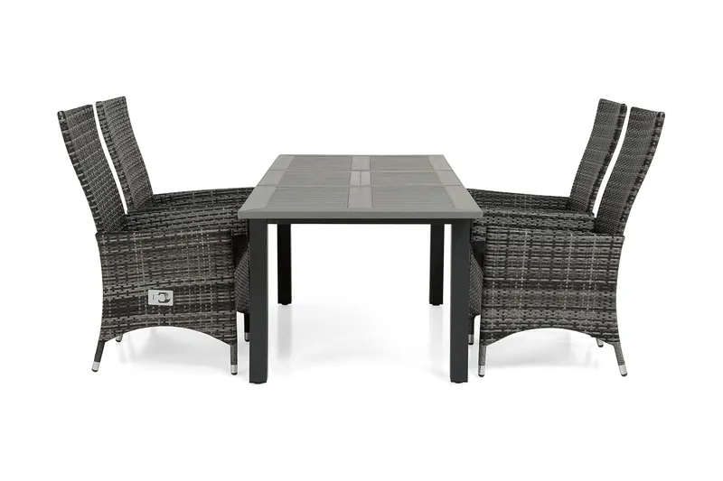 Monaco Spisegruppe 152-210+4 Jenny Regulerbare Stoler, Svart/Grå