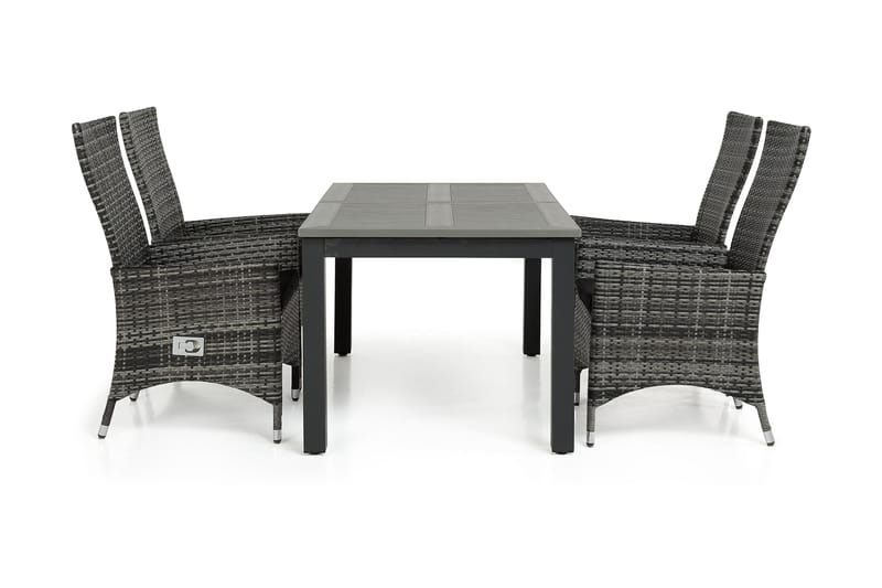 Monaco Spisegruppe 152-210+4 Jenny Regulerbare Stoler - Svart/Grå - Hagemøbler - Hagegruppe - Spisegrupper hage