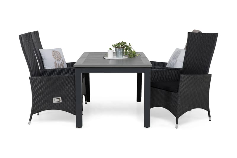 Monaco Spisegruppe 152-210+4 Jenny Regulerbare Stoler+Puter - Svart - Hagemøbler - Hagegruppe - Spisegrupper hage