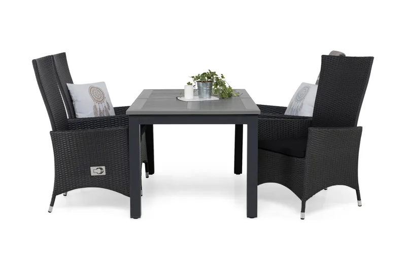 Monaco Spisegruppe 152-210+4 Jenny Regulerbare Stoler+Puter - Svart - Hagemøbler - Hagegruppe - Spisegrupper hage