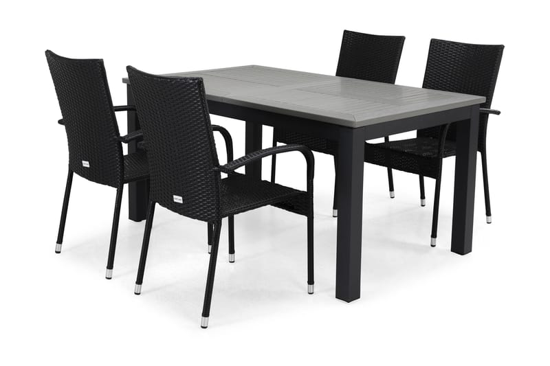 Monaco Spisegruppe 152-210+4 Thor Light Stoler - Svart - Hagemøbler - Hagegruppe - Spisegrupper hage