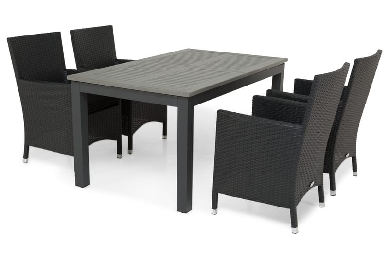 Monaco Spisegruppe 152-210+4 Thor Lyx Stoler - Svart - Hagemøbler - Hagegruppe - Spisegrupper hage