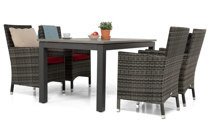 Monaco Spisegruppe 152-210+4 Thor Stoler - Svart/Grå - Hagemøbler - Hagegruppe - Spisegrupper hage