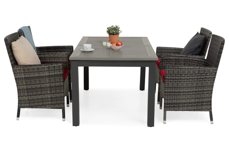 Monaco Spisegruppe 152-210+4 Thor Stoler - Svart/Grå - Hagemøbler - Hagegruppe - Spisegrupper hage