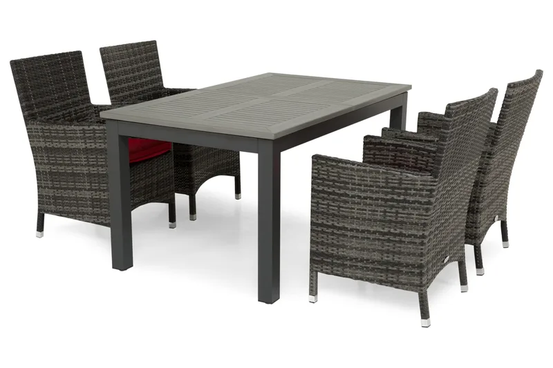 Monaco Spisegruppe 152-210+4 Thor Stoler - Svart/Grå - Hagemøbler - Hagegruppe - Spisegrupper hage
