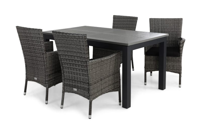 Monaco Spisegruppe 152-210+4 Thor Stoler+Puter, Svart/Grå