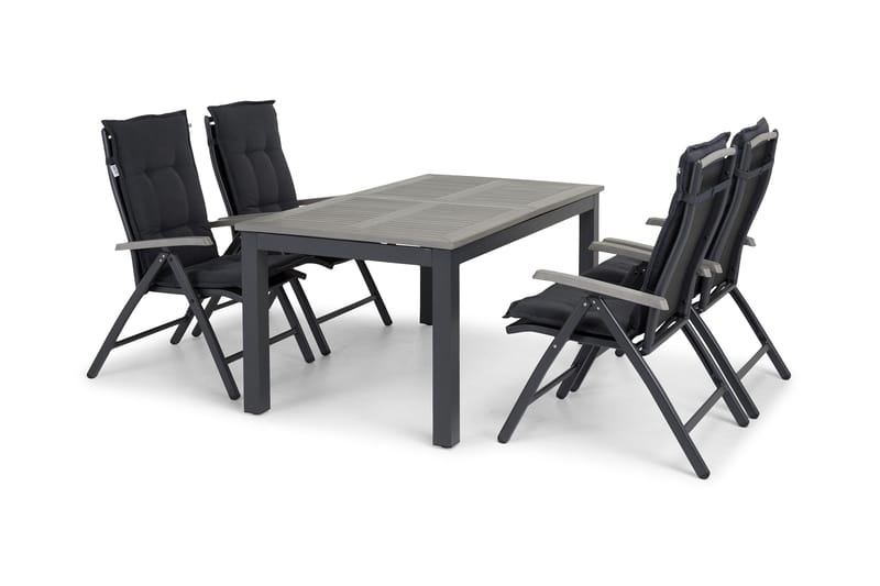 Monaco Spisegruppe 152-210+4 Posisjonsstoler Lyx - Svart - Hagemøbler - Hagegruppe - Spisegrupper hage