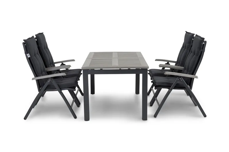 Monaco Spisegruppe 152-210+4 Posisjonsstoler Lyx, Svart