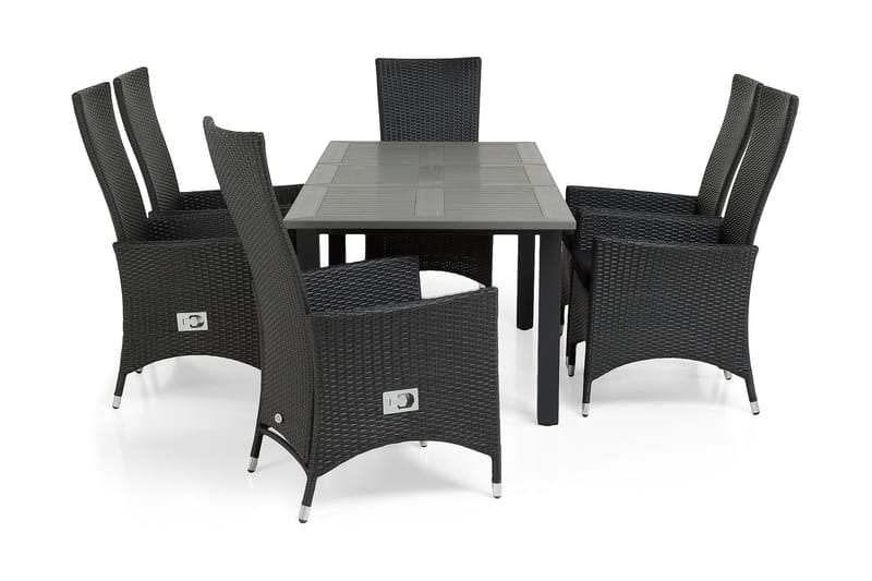 Monaco Spisegruppe 152-210+6 Jenny Regulerbare Stoler, Svart