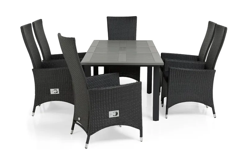 Monaco Spisegruppe 152-210+6 Jenny Regulerbare Stoler, Svart