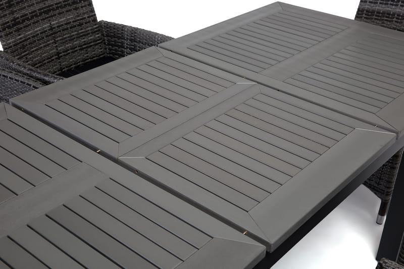 Monaco Spisegruppe 152-210+6 Jenny Regulerbare Stoler - Svart/Grå - Hagemøbler - Hagegruppe - Spisegrupper hage