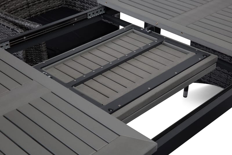 Monaco Spisegruppe 152-210+6 Jenny Regulerbare Stoler - Svart/Grå - Hagemøbler - Hagegruppe - Spisegrupper hage