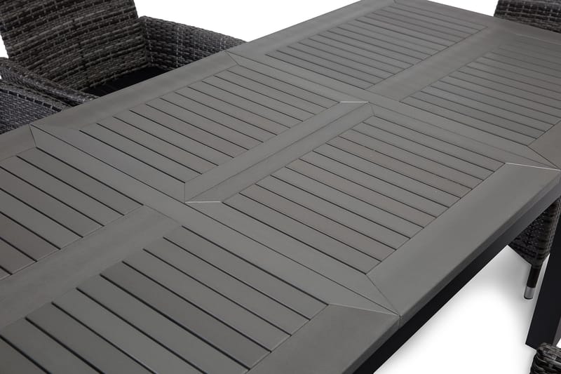 Monaco Spisegruppe 152-210+6 Jenny Regulerbare Stoler - Svart/Grå - Hagemøbler - Hagegruppe - Spisegrupper hage