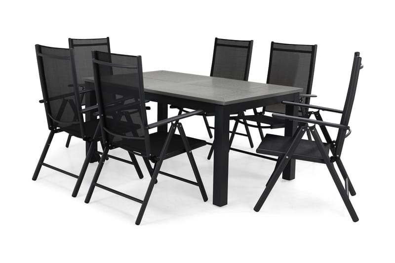 Monaco Spisegruppe 152-210+6 Maggie Posisjonsstoler, Svart