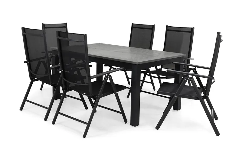 Monaco Spisegruppe 152-210+6 Maggie Posisjonsstoler, Svart