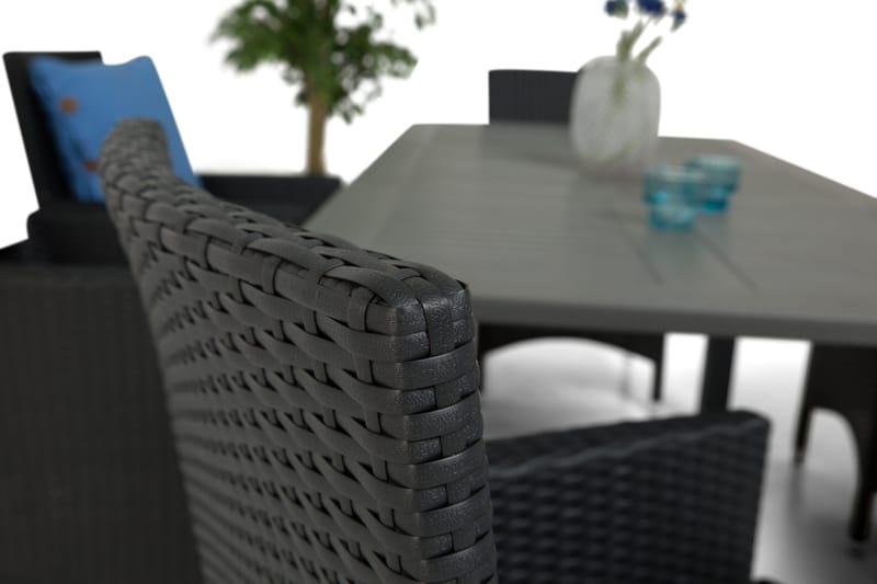 Monaco Spisegruppe 152-210+6 Thor Lyx Stoler - Svart - Hagemøbler - Hagegruppe - Spisegrupper hage