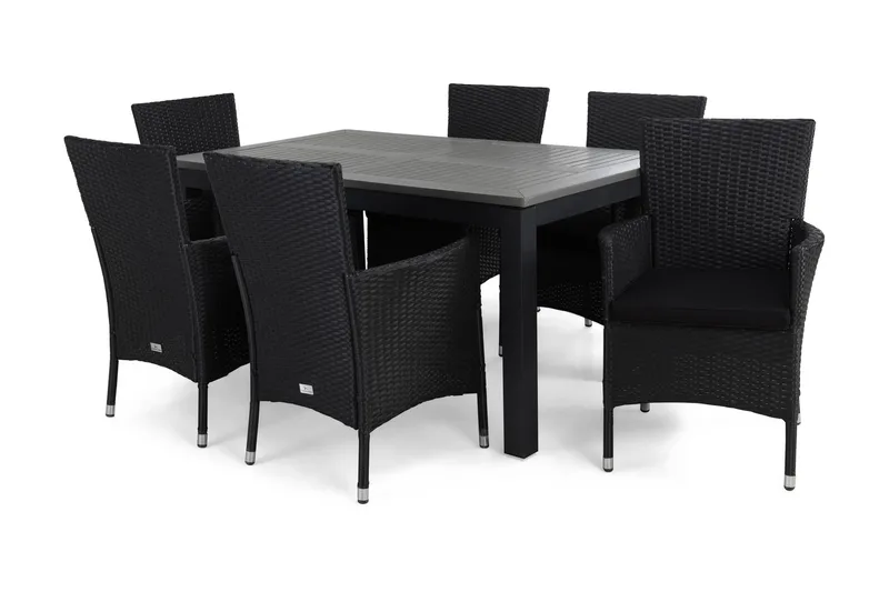 Monaco Spisegruppe 152-210+6 Thor Lyx Stoler+Puter, Svart