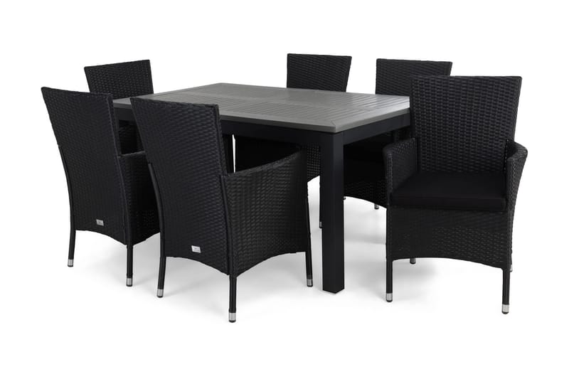 Monaco Spisegruppe 152-210+6 Thor Lyx Stoler+Puter, Svart