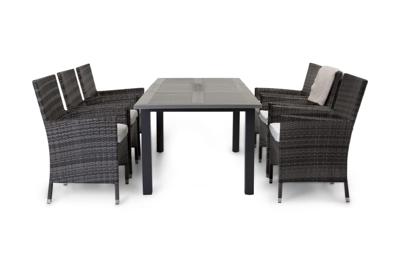 Monaco Spisegruppe 152-210+6 Thor Stoler, Svart/Grå