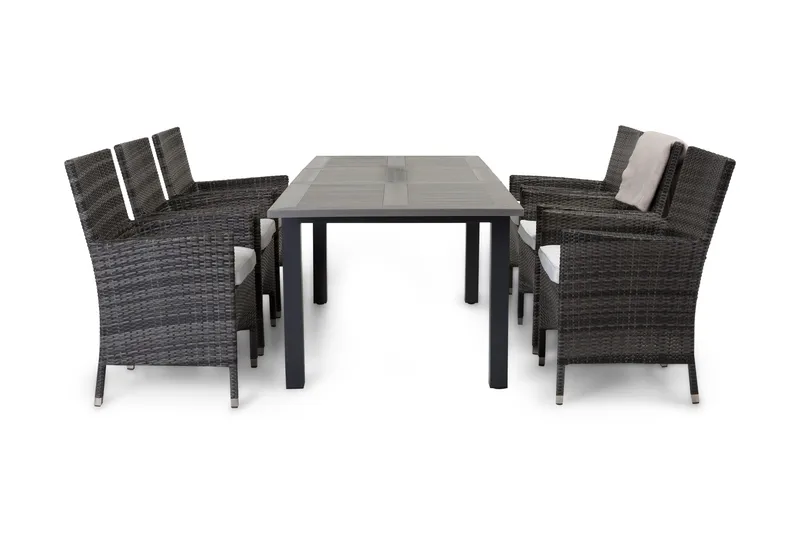 Monaco Spisegruppe 152-210+6 Thor Stoler, Svart/Grå