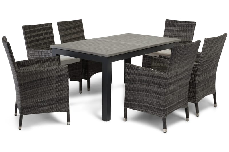 Monaco Spisegruppe 152-210+6 Thor Stoler - Svart/Grå - Hagemøbler - Hagegruppe - Spisegrupper hage