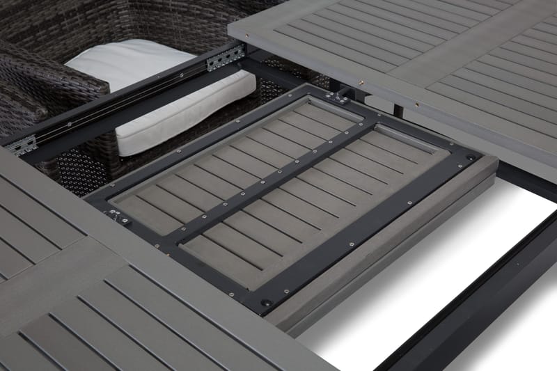 Monaco Spisegruppe 152-210+6 Thor Stoler - Svart/Grå - Hagemøbler - Hagegruppe - Spisegrupper hage