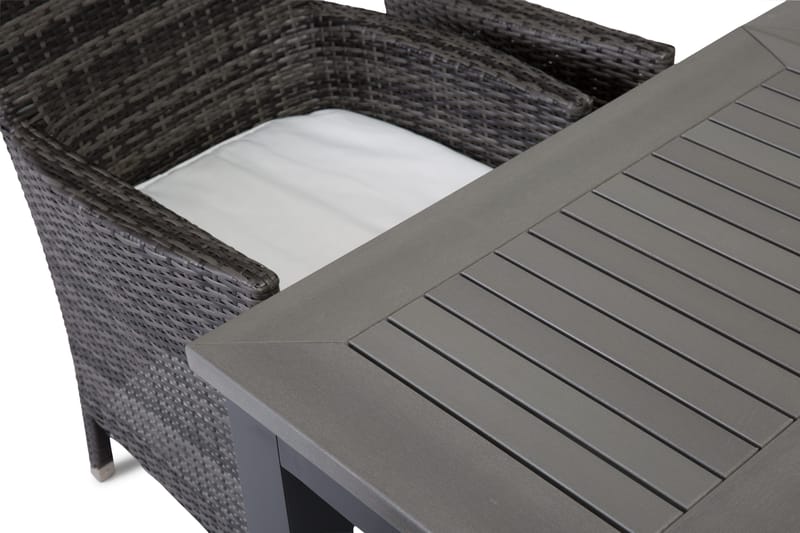 Monaco Spisegruppe 152-210+6 Thor Stoler - Svart/Grå - Hagemøbler - Hagegruppe - Spisegrupper hage