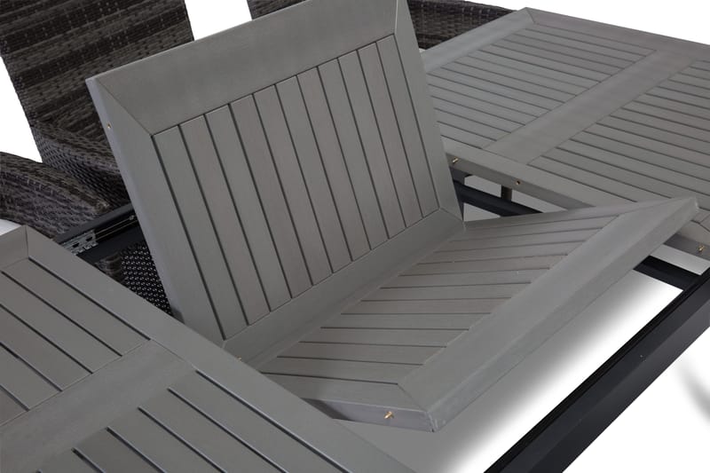 Monaco Spisegruppe 152-210+6 Thor Stoler - Svart/Grå - Hagemøbler - Hagegruppe - Spisegrupper hage