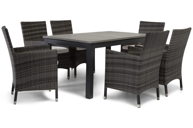 Monaco Spisegruppe 152-210+6 Thor Stoler - Svart/Grå - Hagemøbler - Hagegruppe - Spisegrupper hage