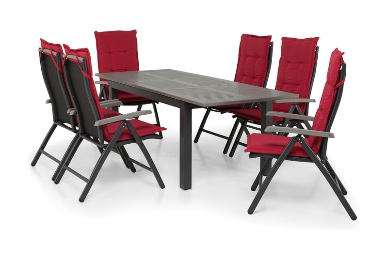 Monaco Spisegruppe 152-210+6 Posisjonsstoler, Svart