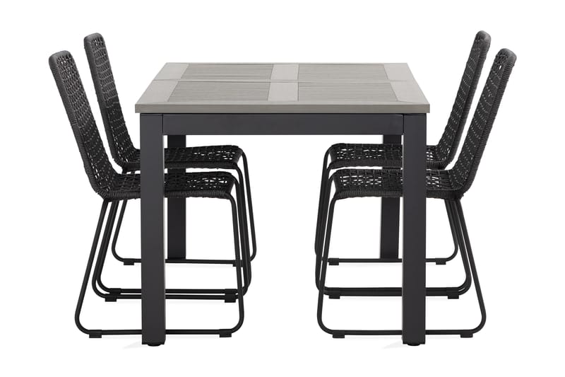 Monaco Spisegruppe 152-210 cm + 4 Hilltorp Spisestoler - Svart - Hagemøbler - Hagegruppe - Spisegrupper hage