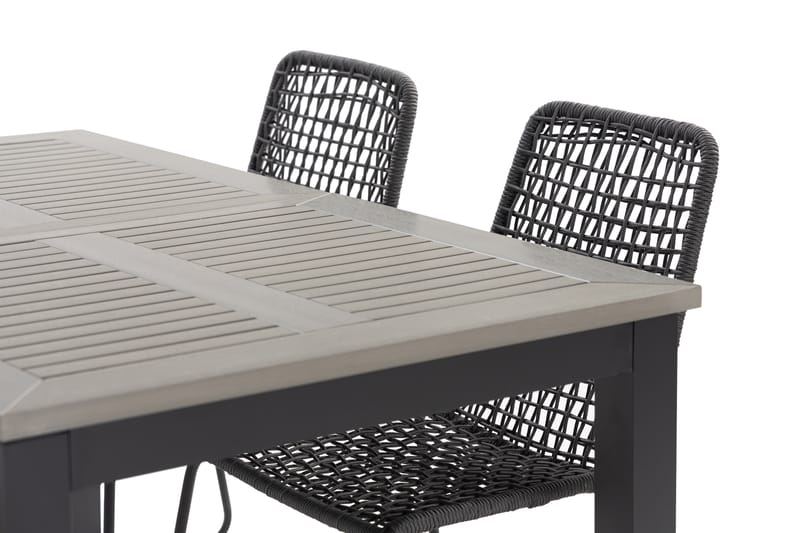 Monaco Spisegruppe 152-210 cm + 4 Hilltorp Spisestoler - Svart - Hagemøbler - Hagegruppe - Spisegrupper hage
