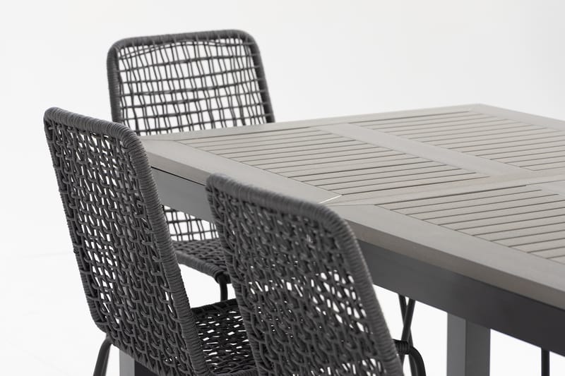 Monaco Spisegruppe 152-210 cm + 6 Hilltorp Spisestoler - Svart - Hagemøbler - Hagegruppe - Spisegrupper hage
