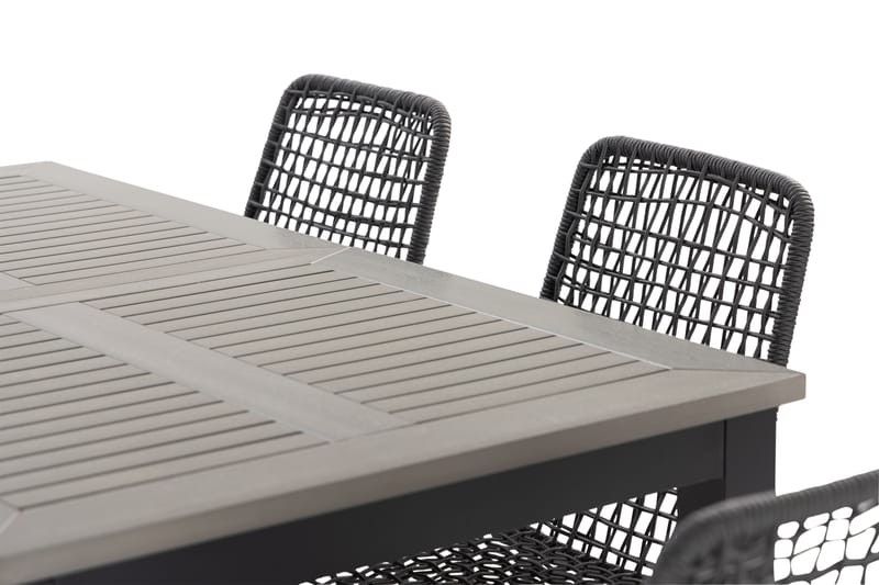 Monaco Spisegruppe 152-210 cm + 6 Hilltorp Spisestoler - Svart - Hagemøbler - Hagegruppe - Spisegrupper hage