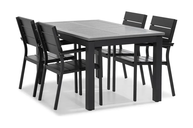 Monaco Spisegruppe 152-210x90 + 4 Tunis Stablestol, Svart