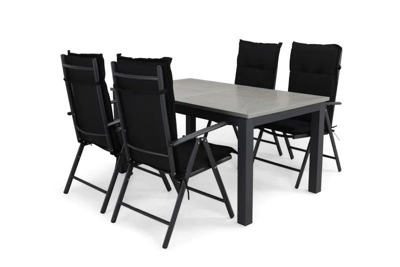 Monaco Spisegruppe 152-210x90+4 Maggie Posisjonsstol m Pute, Svart