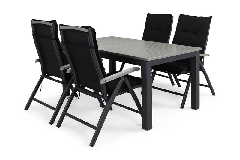 Monaco Spisegruppe 152-210x90+4 Monaco Posisjonsstol m Pute, Svart/Grå