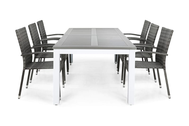 Monaco Spisegruppe 220-280+6 Thor Light Stoler - Hvit/Grå - Hagemøbler - Hagegruppe - Spisegrupper hage