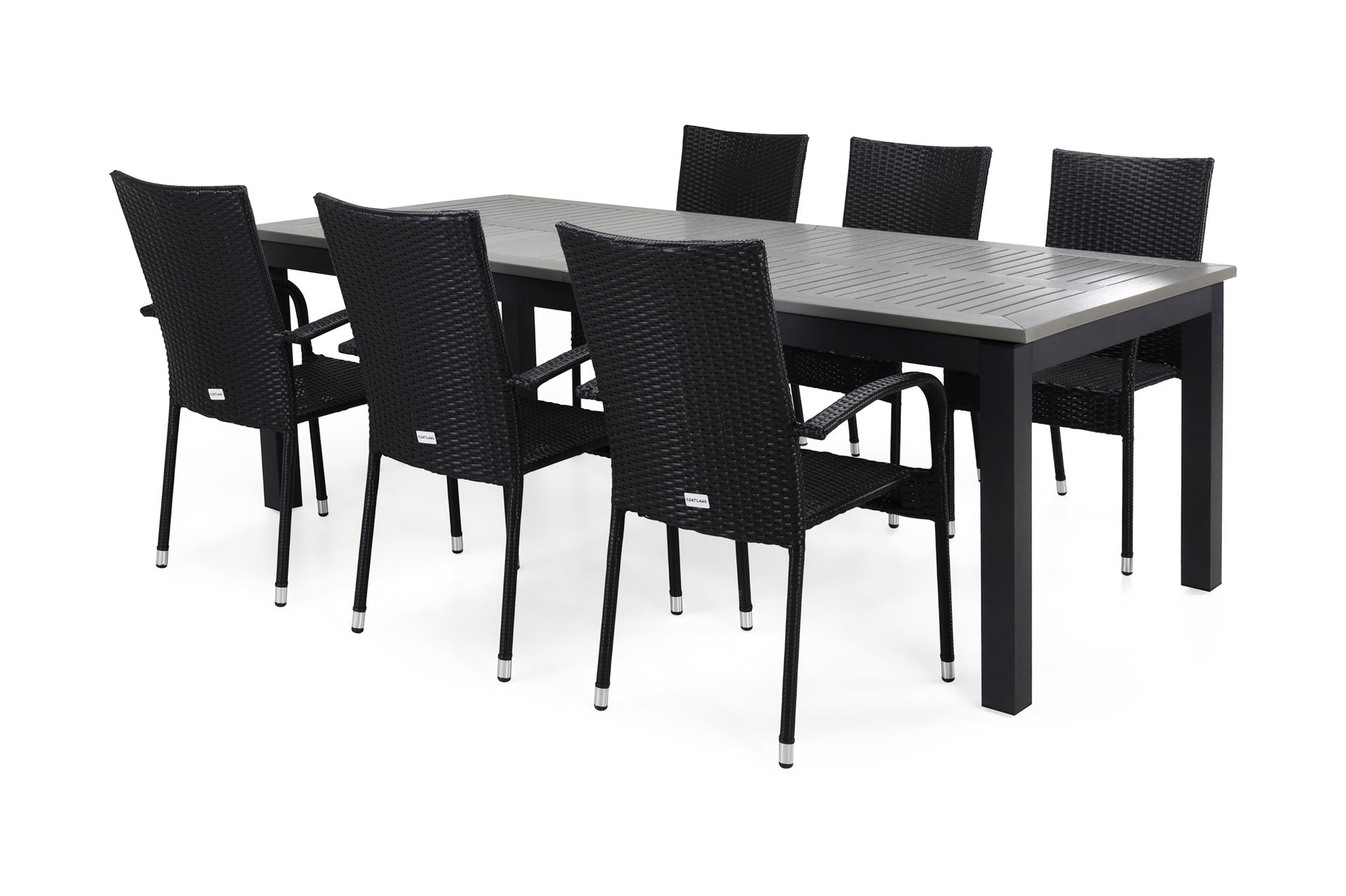Monaco Spisegruppe 220-280+6 Thor Light Stoler - Svart - Hagemøbler - Hagegruppe - Spisegrupper hage