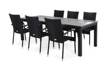 Monaco Spisegruppe 220-280+6 Thor Light Stoler - Svart - Hagemøbler - Hagegruppe - Spisegrupper hage