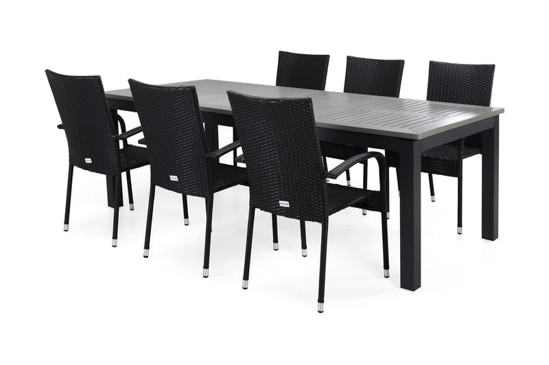 Monaco Spisegruppe 220-280+6 Thor Light Stoler - Svart - Hagemøbler - Hagegruppe - Spisegrupper hage