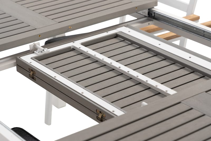 Monaco Spisegruppe 220-280 cm + 8 Oliver Spisestol - Alu/Hvit - Spisegrupper hage