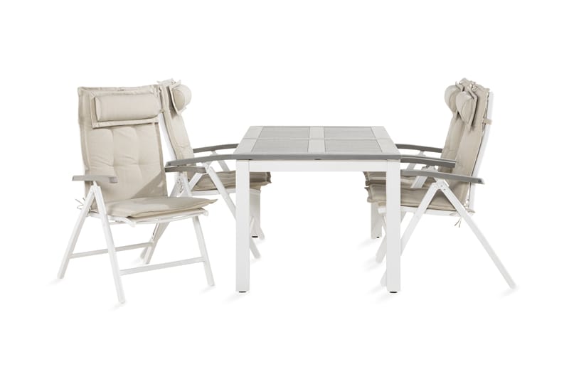 Monaco Spisegruppe 90x152-210+4 Stoler m Pute - Hvit/Offwhite - Hagemøbler - Hagegruppe - Spisegrupper hage